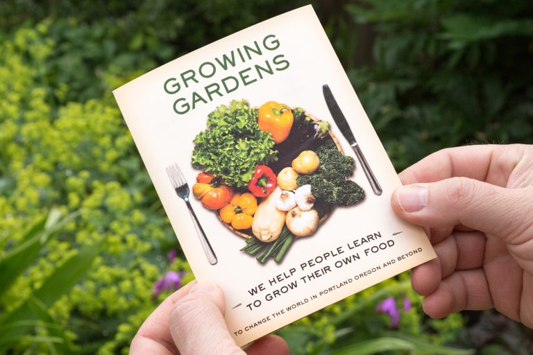 Growing Gardens "seed packet" brochure (cover) | Creative direction by Matt Giraud, Gyroscope Creative