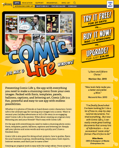 plasq.com: Comic Life product page | UI and art direction by Matt Giraud, Gyroscope Creative