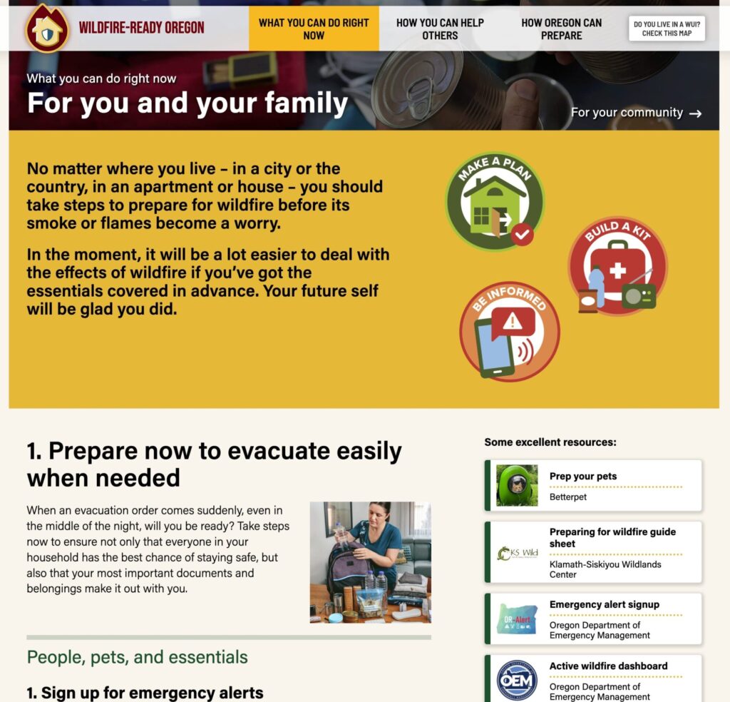 Wildfire-Ready Oregon: For your family content (Matt Giraud, Creative Director, Developer, Gyroscope Creative)