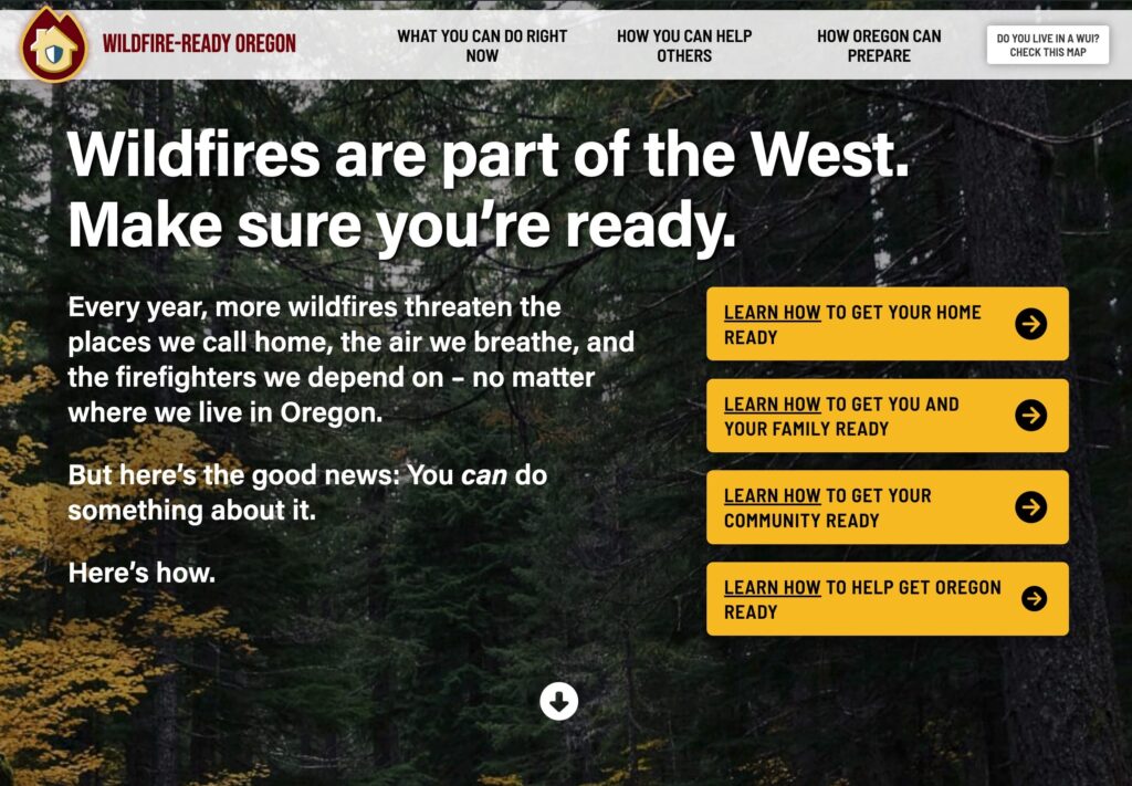 Wildfire-Ready Oregon: Main landing (Matt Giraud, Creative Director, Developer, Gyroscope Creative)